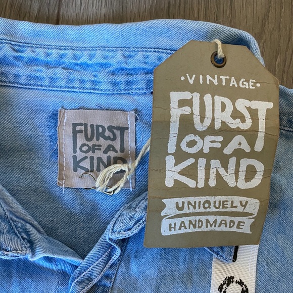 Furst Of A Kind Vintage Cut Off Button Down Top OS - Picture 9 of 12